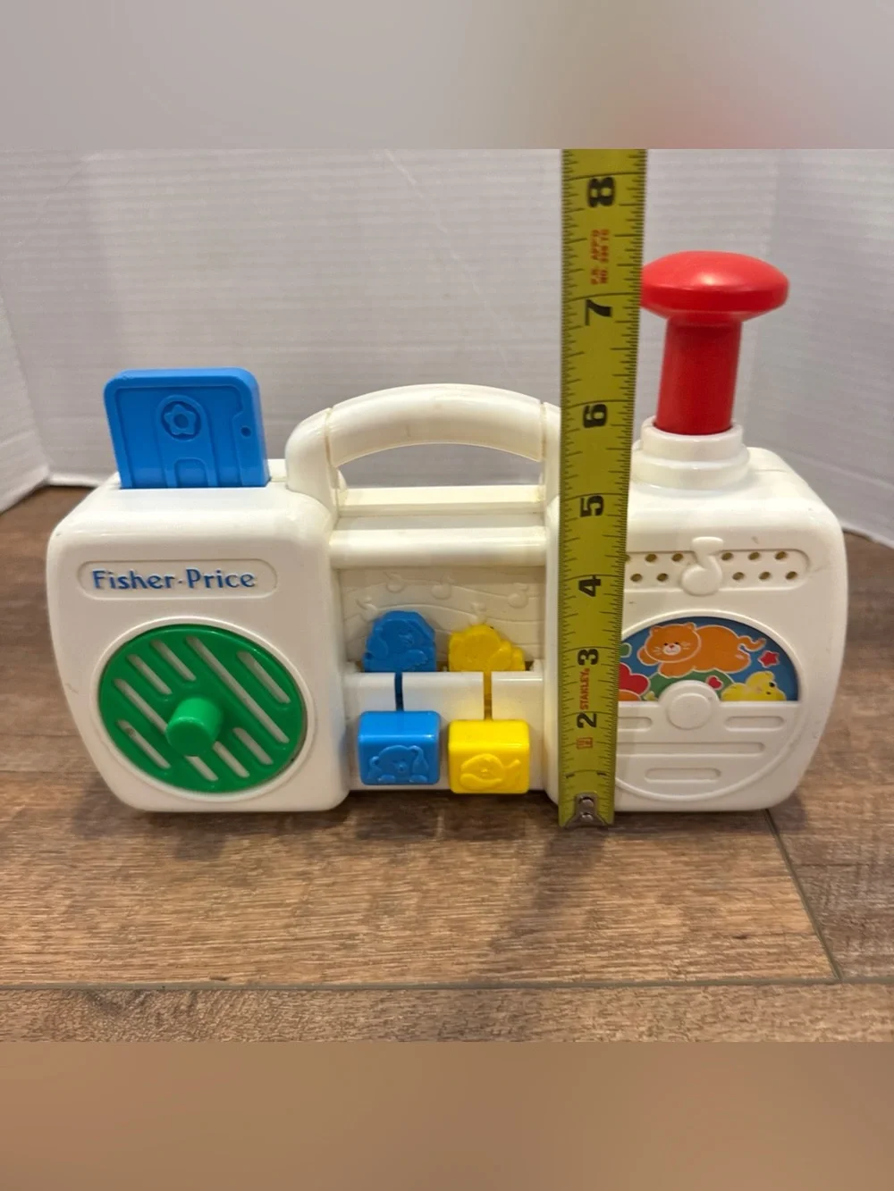 Vintage Fisher-Price Pretend Radio Music Toy White Red Blue Yellow